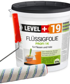 Flüssigfolie 1K Dichtfolie Abdichtfolie Abdichtung Terassen Keller Bad Dusche 25Kg + Farbroller 25cm LEVEL+19