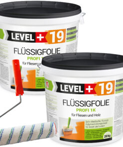 Flüssigfolie 1K Dichtfolie Abdichtfolie Abdichtung Terassen Keller Bad Dusche 40Kg + Farbroller 25cm LEVEL+19