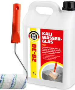 HALBAU Kaliwasserglas 28-30 Holzschutz BetonVersiegelung 5L+Farbroller 10cm Mikrofaser