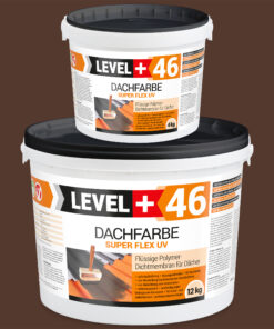 Dachfarbe elastische Sockelfarbe Dachlack UV-beständig Super Flex 16Kg Braun LEVEL+ L+46