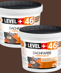 Dachfarbe elastische Sockelfarbe Dachlack UV-beständig Super Flex 14Kg Braun LEVEL+ L+46