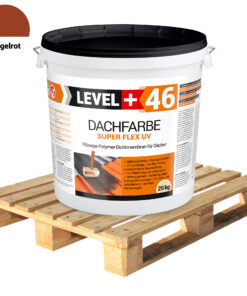 Dachfarbe elastische Sockelfarbe Dachlack UV-beständig Super Flex 24 x 25Kg Ziegelrot LEVEL+ Palette 600kg L+46
