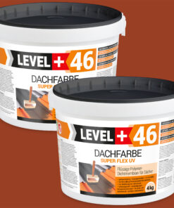 Dachfarbe elastische Sockelfarbe Dachlack UV-beständig Super Flex 8Kg Ziegelrot LEVEL+ L+46