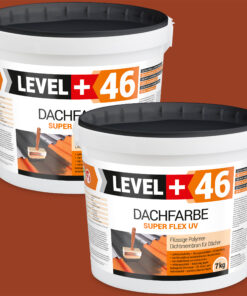 Dachfarbe elastische Sockelfarbe Dachlack UV-beständig Super Flex 14Kg Ziegelrot LEVEL+ L+46