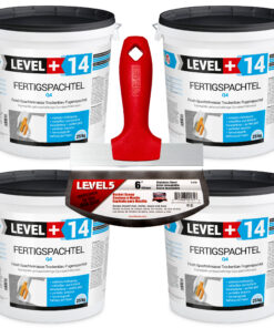 Spachtel Masse Finish Fertigspachtel 100Kg Eimerschaber Reiniger SET LEVEL+14 + LEVEL5 5-210