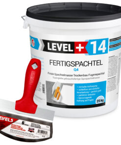 Spachtel Masse Finish Fertigspachtel 25Kg Eimerschaber Reiniger SET LEVEL+14 + LEVEL5 5-210