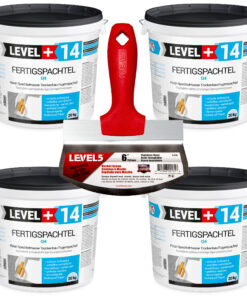 Spachtel Masse Finish Fertigspachtel 80Kg Eimerschaber Reiniger SET LEVEL+14 + LEVEL5 5-210