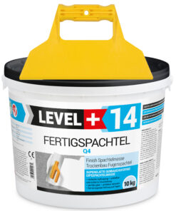 Fertigspachtel Spachtelmasse 10 kg Glättspachtel Fugenspachtel Trockenbau Rein Weiß + Kunststoffspachtel ohne Zahnung Set LEVEL+14