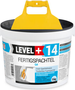 Fertigspachtel Spachtelmasse 5 kg Glättspachtel Fugenspachtel Trockenbau Rein Weiß + Kunststoffspachtel ohne Zahnung Set LEVEL+14