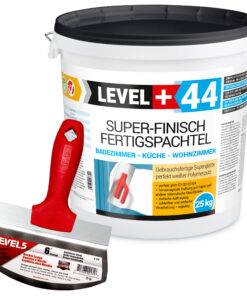 Super Finish Fertigspachtel 25Kg Spachtel Masse Eimerschaber Reiniger SET LEVEL+44 + LEVEL5 5-210