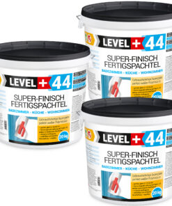 Super Finish Fertigspachtel Q1-Q4 Spachtelmasse Perfekt Glatt Weiß Innenbereich 60Kg LEVEL+44