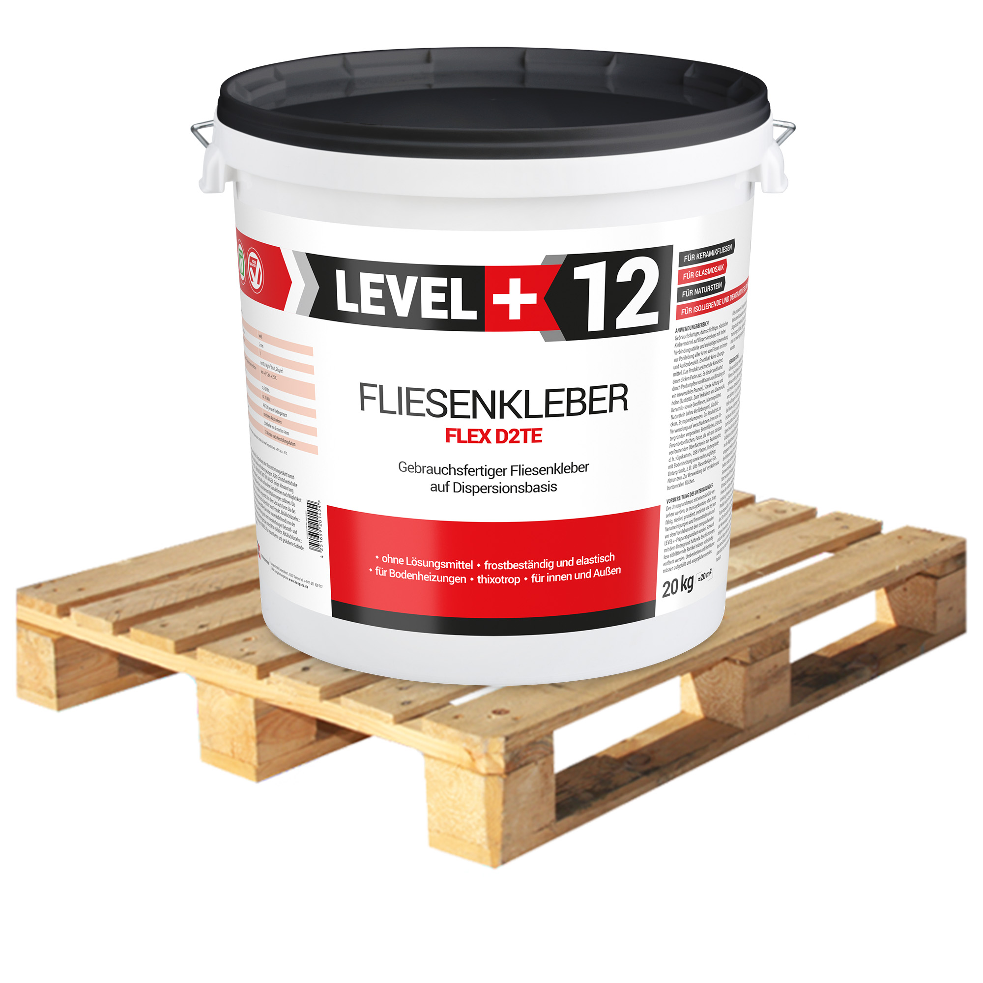 Fertig-Fliesenkleber Dispersionkleber 20Kgx24 Palette 480kg Steinkleber D2TE LEVEL+12