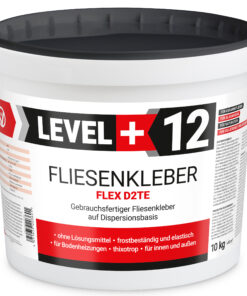 Fliesenkleber Fertigkleber Flexkleber weiß innen und außen Steinkleber Flex D2TE 10KG LEVEL+12