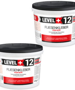 Fliesenkleber Fertigkleber Flexkleber weiß innen und außen Steinkleber Flex D2TE 10+10KG LEVEL+12