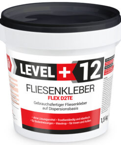 Fliesenkleber Fertigkleber Flexkleber weiß innen und außen Steinkleber Flex D2TE 1,5KG LEVEL+12