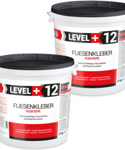 Fliesenkleber Fertigkleber Flexkleber weiß innen und außen Steinkleber Flex D2TE 40KG LEVEL+12