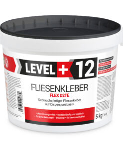 Fliesenkleber Fertigkleber Flexkleber weiß innen und außen Steinkleber Flex D2TE 5KG LEVEL+12