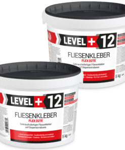 Fliesenkleber Fertigkleber Flexkleber weiß innen und außen Steinkleber Flex D2TE 5+5KG LEVEL+12