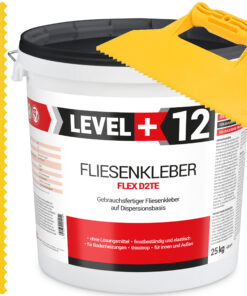 Fliesenkleber Fertigkleber Weiß 25kg Flex D2TE + Dreieckzahnspachtel SET LEVEL+12