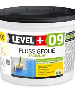 Flüssigfolie Spezial 1K Dichtfolie Abdichtfolie Abdichtung Balkon Keller Bad Dusche 12Kg LEVEL+09