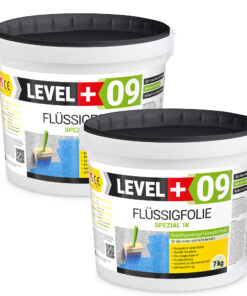 Flüssigfolie Spezial 1K Dichtfolie Abdichtfolie Abdichtung Balkon Keller Bad Dusche 14Kg LEVEL+09