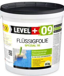 Flüssigfolie Spezial 1K Dichtfolie Abdichtfolie Abdichtung Balkon Keller Bad Dusche 25Kg LEVEL+09