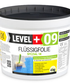 Flüssigfolie Spezial 1K Dichtfolie Abdichtfolie Abdichtung Balkon Keller Bad Dusche 4Kg LEVEL+09