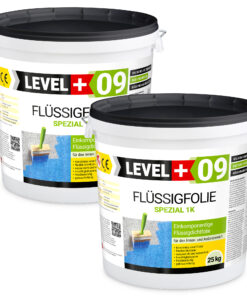 Flüssigfolie Spezial 1K Dichtfolie Abdichtfolie Abdichtung Balkon Keller Bad Dusche 50Kg LEVEL+09