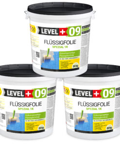 Flüssigfolie Spezial 1K Dichtfolie Abdichtfolie Abdichtung Balkon Keller Bad Dusche 60Kg LEVEL+09