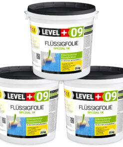 Flüssigfolie Spezial 1K Dichtfolie Abdichtfolie Abdichtung Balkon Keller Bad Dusche 75Kg LEVEL+09