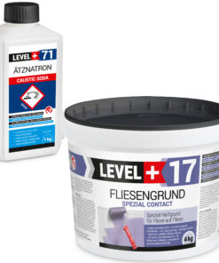 Fliesengrund 4kg Fliese auf Fliese Spezial-Haftgrund Quarzgrund Spezial Contact + Entfetter Reiniger Ätznatron 1kg Set LEVEL+17