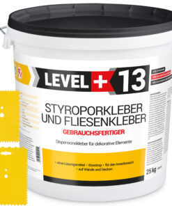 Styroporkleber Dispersionkleber Korkkleber 25kg Polymerbasis + 2 St. Zahnspachtel Kunstoff SET LEVEL+13