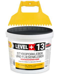 Styroporkleber Dispersionkleber Korkkleber 10kg Polymerbasis + Kunstoffzahnspachtel 6x6mm SET LEVEL+13