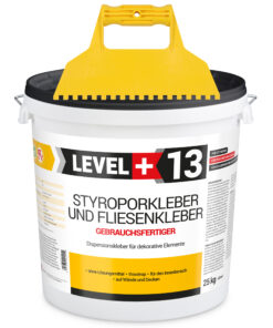 Styroporkleber Dispersionkleber Korkkleber 25kg Polymerbasis + Kunstoffzahnspachtel 6x6mm SET LEVEL+13