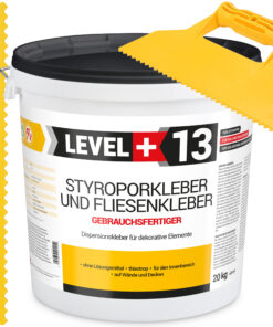 Styroporkleber Dispersionkleber Korkkleber 20kg Polymerbasis + Dreieckzahnspachtel SET LEVEL+13