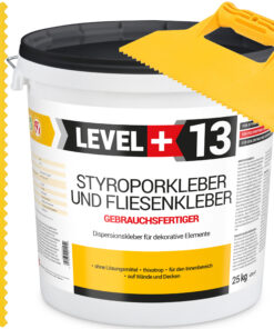 Styroporkleber Dispersionkleber Korkkleber 25kg Polymerbasis + Dreieckzahnspachtel SET LEVEL+13