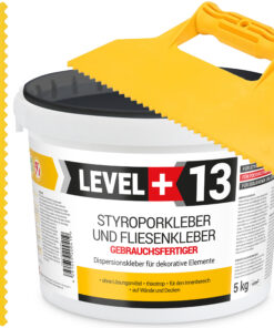 Styroporkleber Dispersionkleber Korkkleber 5kg Polymerbasis + Dreieckzahnspachtel SET LEVEL+13