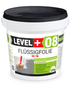 Flüssigfolie in 1K Dichtfolie Abdichtfolie Abdichtung Bad Dusche Küche 1,5Kg LEVEL+08