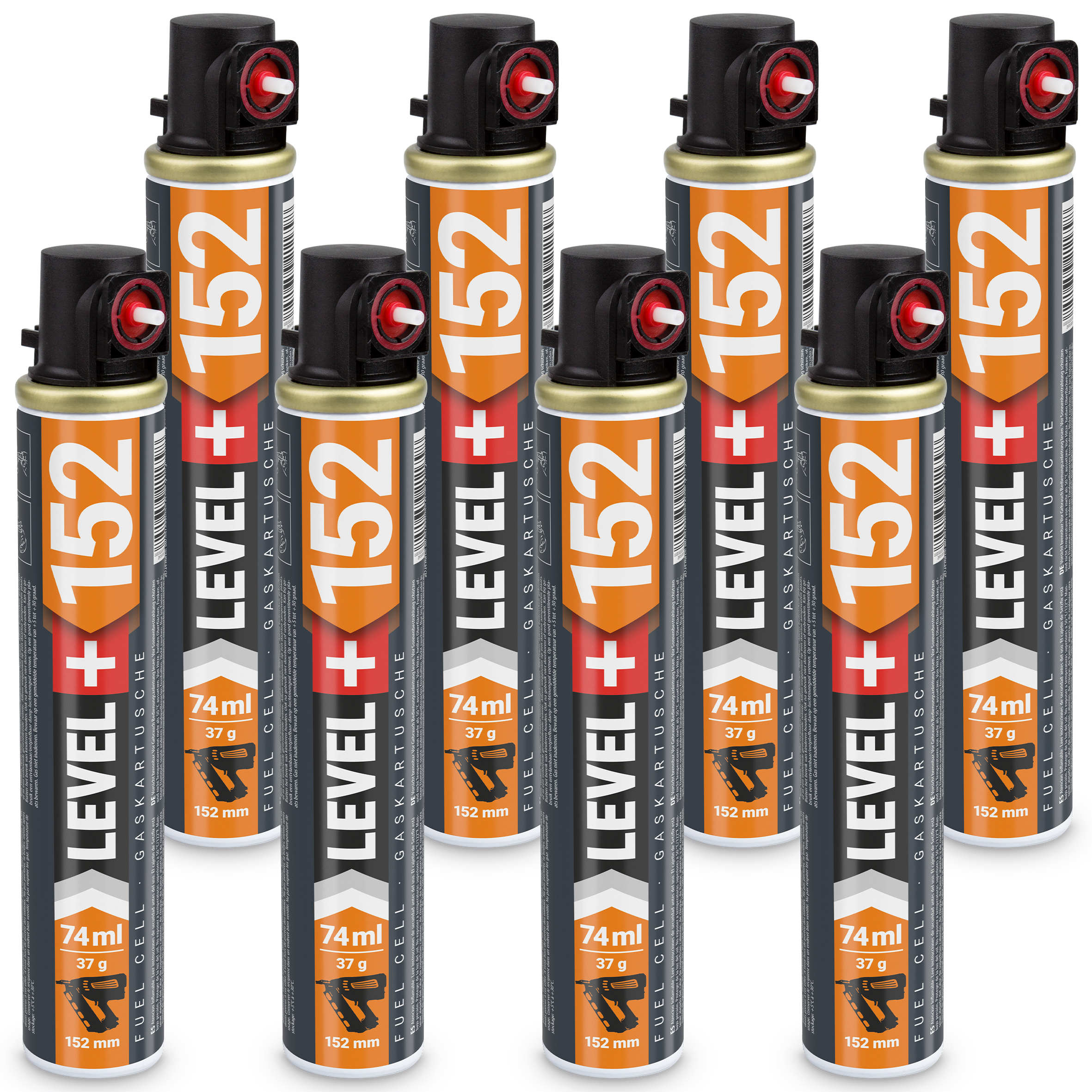 Ersatzgas 8 St. Gaskartuschen 152mm Gasbetriebene Setzgeräte Profi LEVEL+152