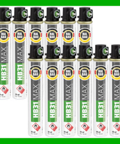 Gaskartusche für Nagler 12x 165mm | 80ml Fuel Cell Ersatzgas grün Ring HB31