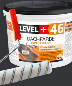 Dachfarbe 12kg Anthrazit Flexible Sockelfarbe Dachlack UV-beständig + Farbroller 25cm mit Bügel SET L+46