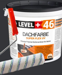 Dachfarbe 20kg Anthrazit Flexible Sockelfarbe Dachlack UV-beständig + Farbroller 25cm mit Bügel SET L+46