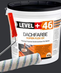 Dachfarbe 25kg Anthrazit Flexible Sockelfarbe Dachlack UV-beständig + Farbroller 25cm mit Bügel SET L+46
