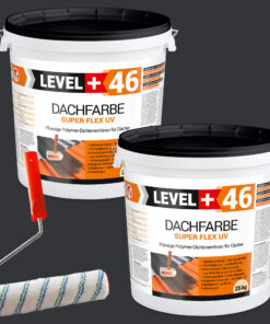 Dachfarbe 50kg Anthrazit Flexible Sockelfarbe Dachlack UV-beständig + Farbroller 25cm mit Bügel SET L+46