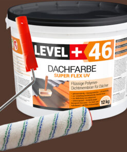 Dachfarbe 12kg Braun Flexible Sockelfarbe Dachlack UV-beständig + Farbroller 25cm mit Bügel SET L+46