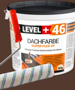 Dachfarbe 20kg Braun Flexible Sockelfarbe Dachlack UV-beständig + Farbroller 25cm mit Bügel SET L+46