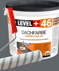 Dachfarbe 20kg Steingrau Flexible Sockelfarbe Dachlack UV-beständig + Farbroller 25cm mit Bügel SET L+46