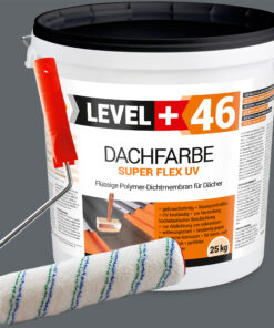 Dachfarbe 25kg Steingrau Flexible Sockelfarbe Dachlack UV-beständig + Farbroller 25cm mit Bügel SET L+46
