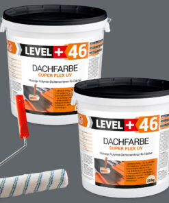 Dachfarbe 50kg Steingrau Flexible Sockelfarbe Dachlack UV-beständig + Farbroller 25cm mit Bügel SET L+46