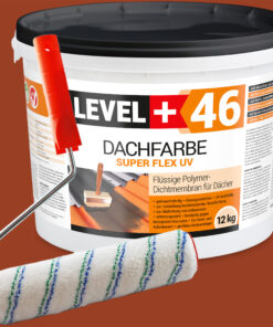 Dachfarbe 12kg Ziegelrot Flexible Sockelfarbe Dachlack UV-beständig + Farbroller 25cm mit Bügel SET L+46